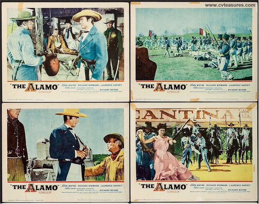 The Alamo John Wayne Movie Poster Original Vintage Lobby Cards Set of 4 Richard Widmark Guaranteed Authentic 24x