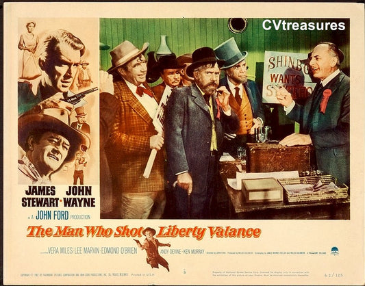 Man Who Shot Liberty Valance Original Authentic Vintage Western Movie Theater Poster Lobby Card John Wayne James Stewart  6