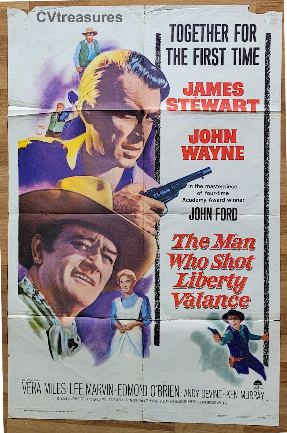 Man Who Shot Liberty Valance Original Vintage Western Movie Poster One Sheet John Wayne James Stewart