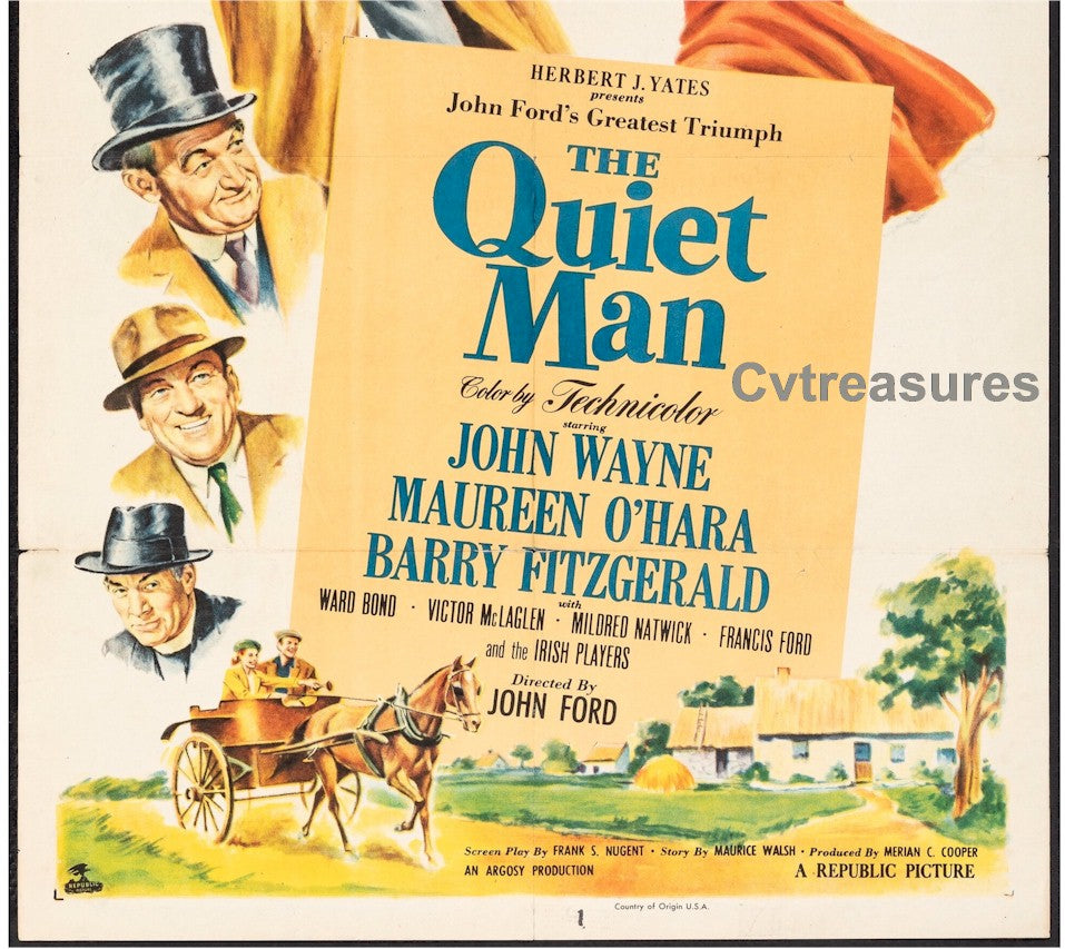 The Quiet Man Original Vintage One Sheet Movie Poster John Wayne Maureen O'Hara  &nbsp;