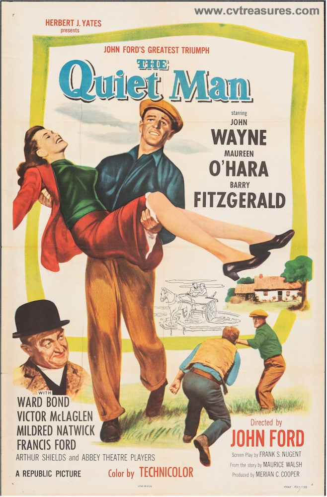 Quiet Man Original Vintage One Sheet John Wayne 1957 re-release