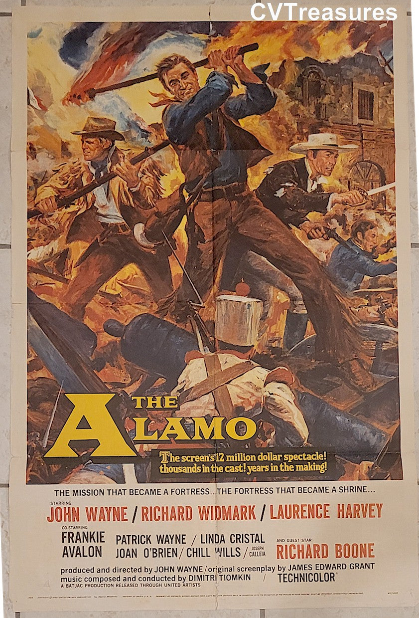 Alamo Original authentic vintage Western Movie Theater Poster one sheet John Wayne 1960 UNrestored