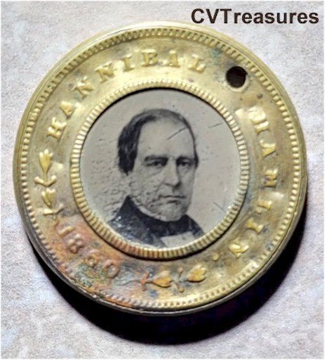 Abraham Lincoln Hannibal Hamlin Superb 1860 Campaign Button Token Historical Photo Guaranteed Authentic