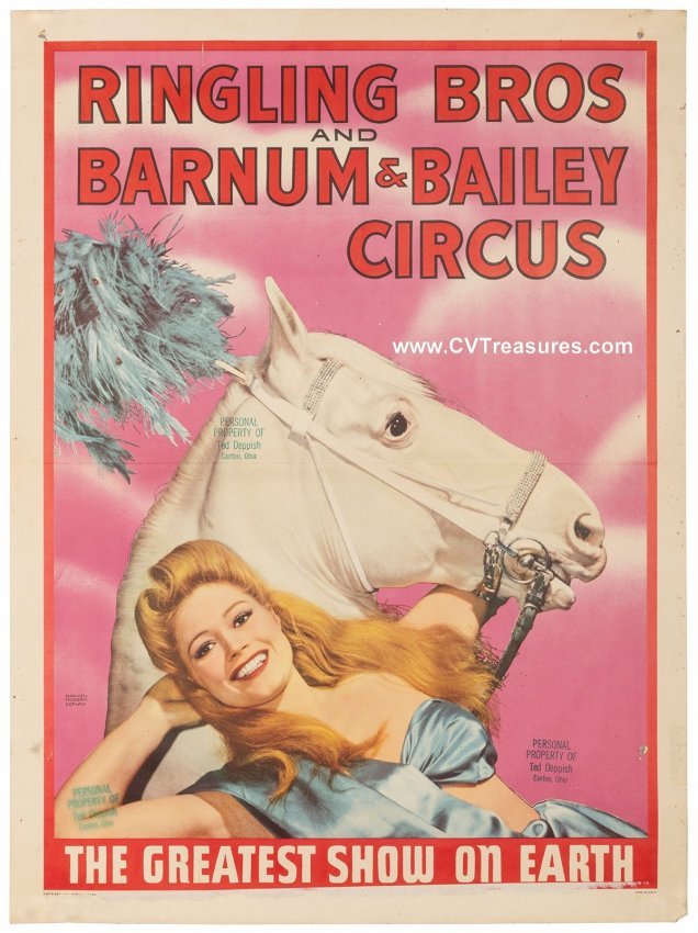 Barnum & Bailey Circus Vintage Circus Poster Equestrienne 1944