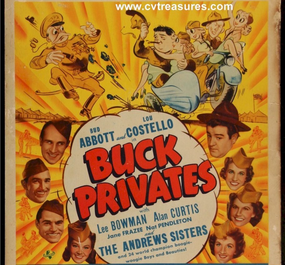 Buck Privates RARE Abbott Costello Window Card Movie Poster