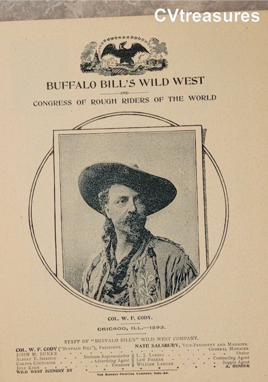 Buffalo Bill Cody Antique Official Wild West Show Program 1893 B Historical Western Memorabilia