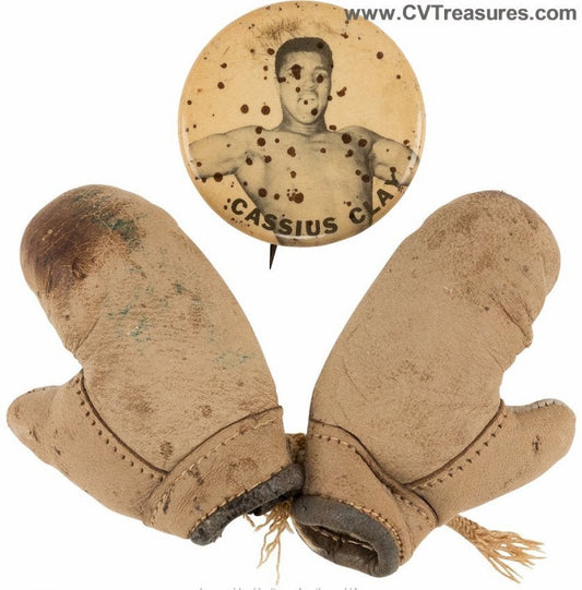 Cassius Clay (Muhammad Ali) Pin with Mini-Gloves 1965