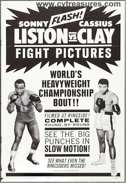 Cassius Clay (Muhammad Ali) vs Sonny Liston Original Vintage Boxing Sports Memorabilia Poster 1964