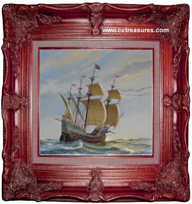 Charles J Lundgren Nautical Marine Seascape Battleship Painting Oil on Canvas