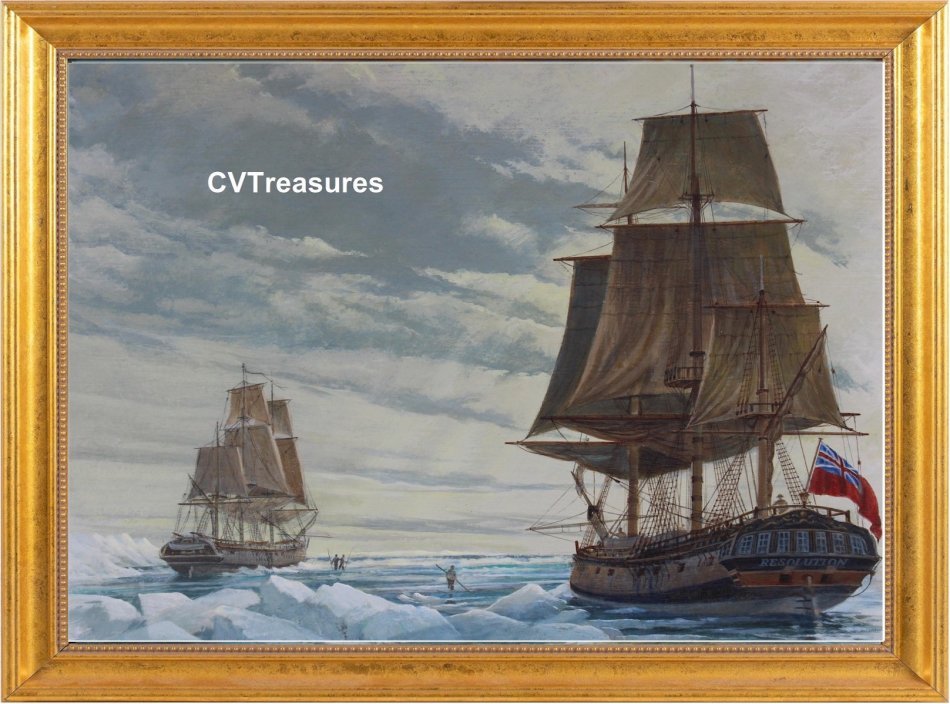 Charles Lundgren Nautical Marine Battleship Painting oil Res