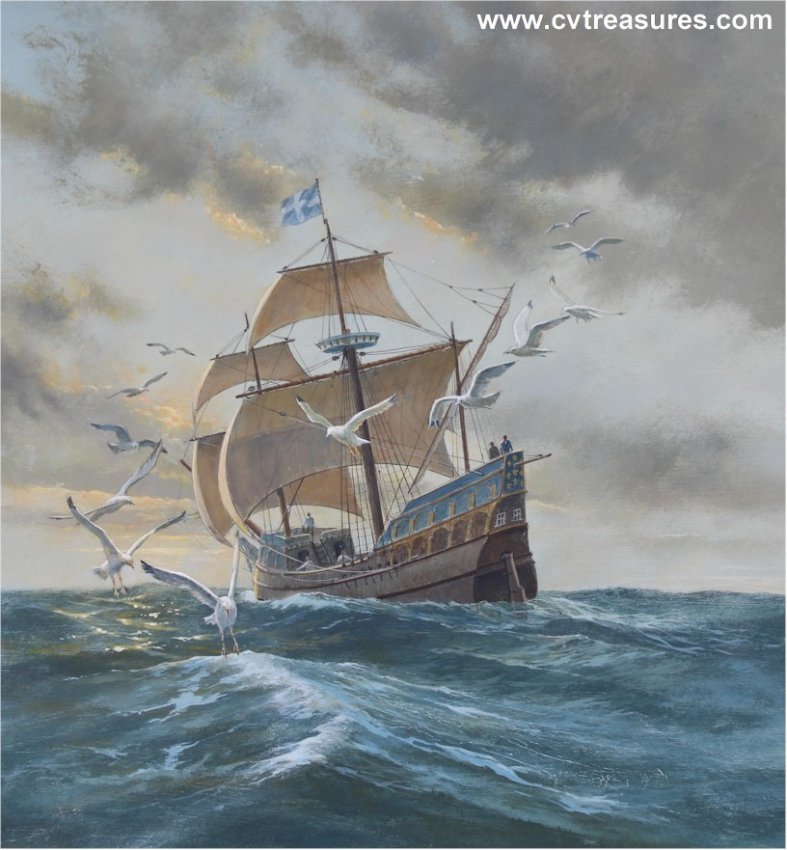 Charles Lundgren Nautical Marine La Grande Hermine Painting oil