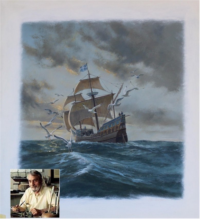 Charles Lundgren Nautical Marine La Grande Hermine Painting oil