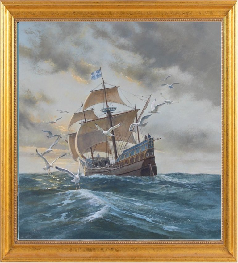 Charles Lundgren Nautical Marine La Grande Hermine Painting oil