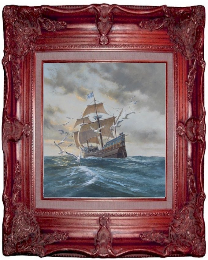 Charles Lundgren Nautical Marine La Grande Hermine Painting oil