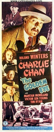 Charlie Chan Golden Eye vintage insert on LINEN