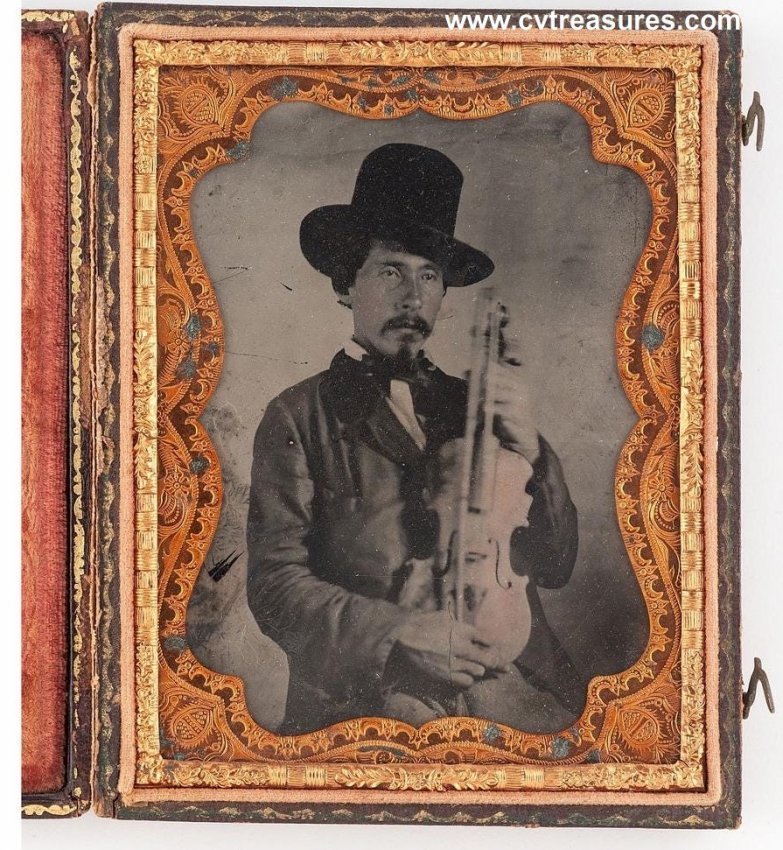 Civil War era Photo Ambrotype Cajun Fiddle Player