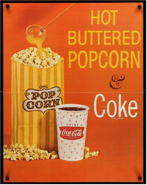 COCA-COLA HOT BUTTERED POPCORN 60s Posters & Lobby displays