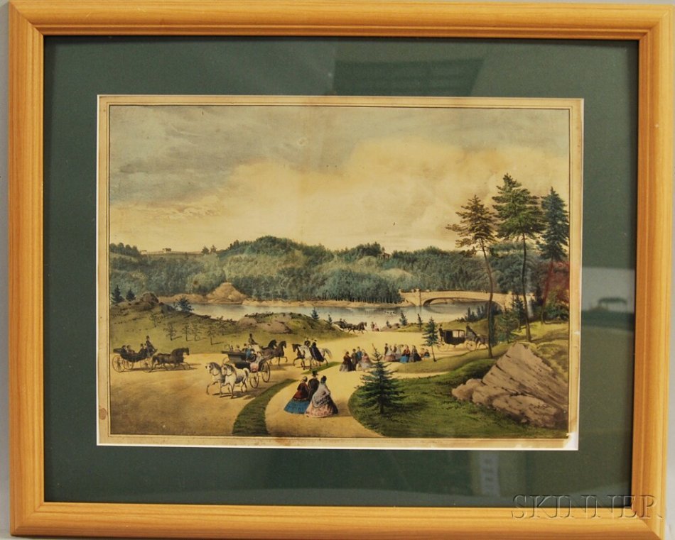 Currier & Ives Hand-colored Engraving of Central Park 1862