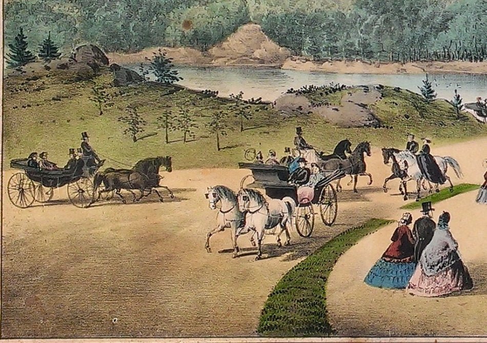 Currier & Ives Hand-colored Engraving of Central Park 1862