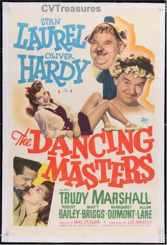 Dancing Masters Laurel Hardy Vintage One Sheet Movie Poster