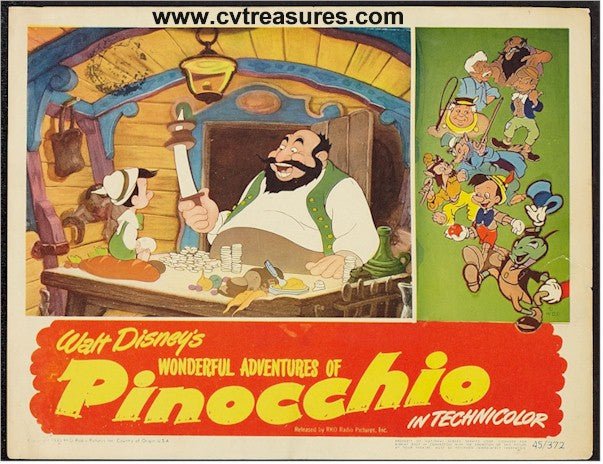 Disney's Pinocchio Vintage Lobby Card Movie Poster, 1945