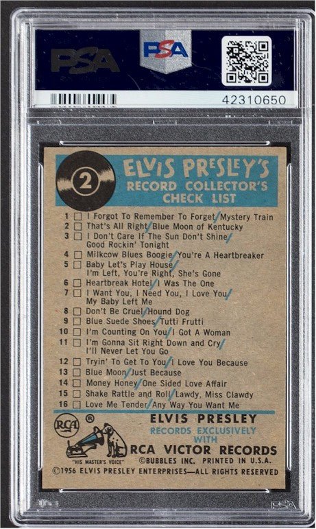 Elvis Presley Topps Checklist Card 1956 PSA 7 NM