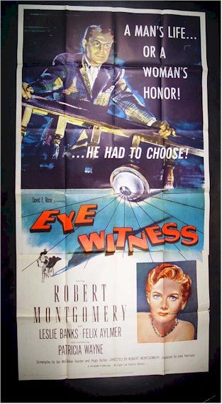 Eye Witness, 1950, Robert Montgomery, Three Sheet