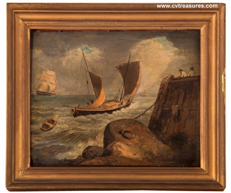 George Morland Stunning Nautical Marine Seascape Antique Fine Art Oil Painting