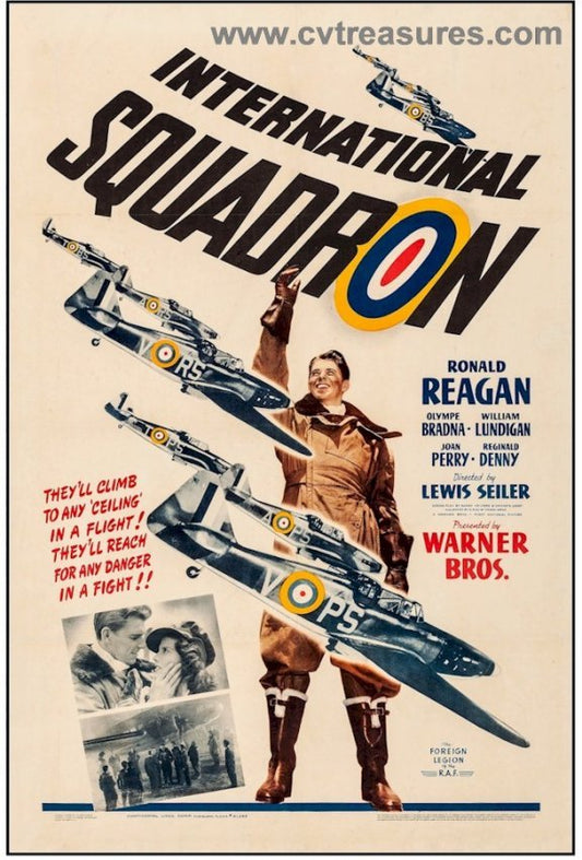 International Squadron Original Vintage Movie Theater Poster One Sheet aviation memorabilia Ronald Reagan 1941