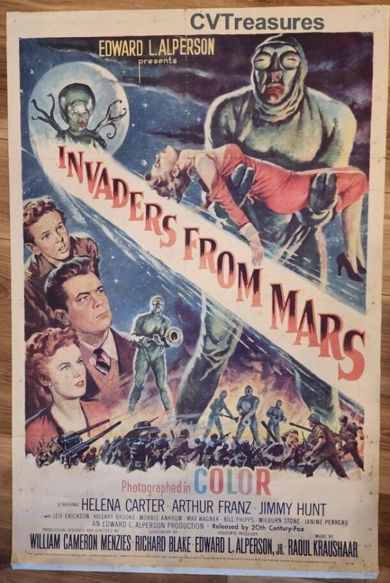 Invaders from Mars Original Authentic Classic Horror Sci Fi One Sheet Movie Theater Poster 1953