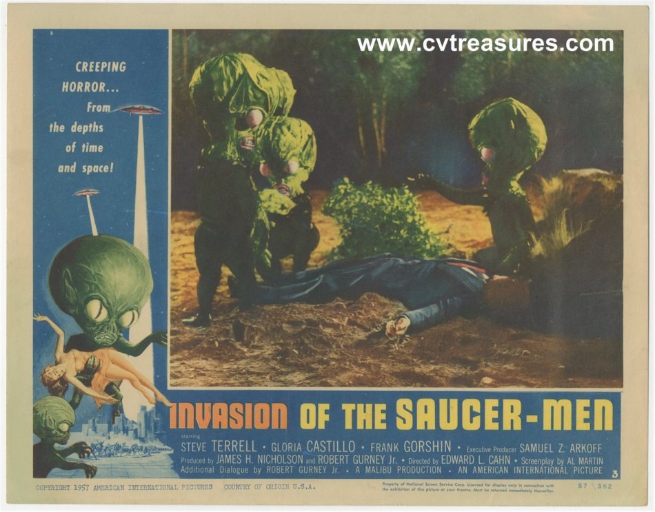 Invasion of the Saucer-Men Original Authentic Vintage Horror Sci Fi Movie Theater Poster Lobby Card 1957 4