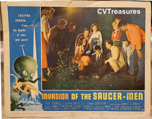 Invasion of the Saucer-Men Original Authentic Vintage Horror Sci Fi Movie Theater Poster Lobby Card 1957 