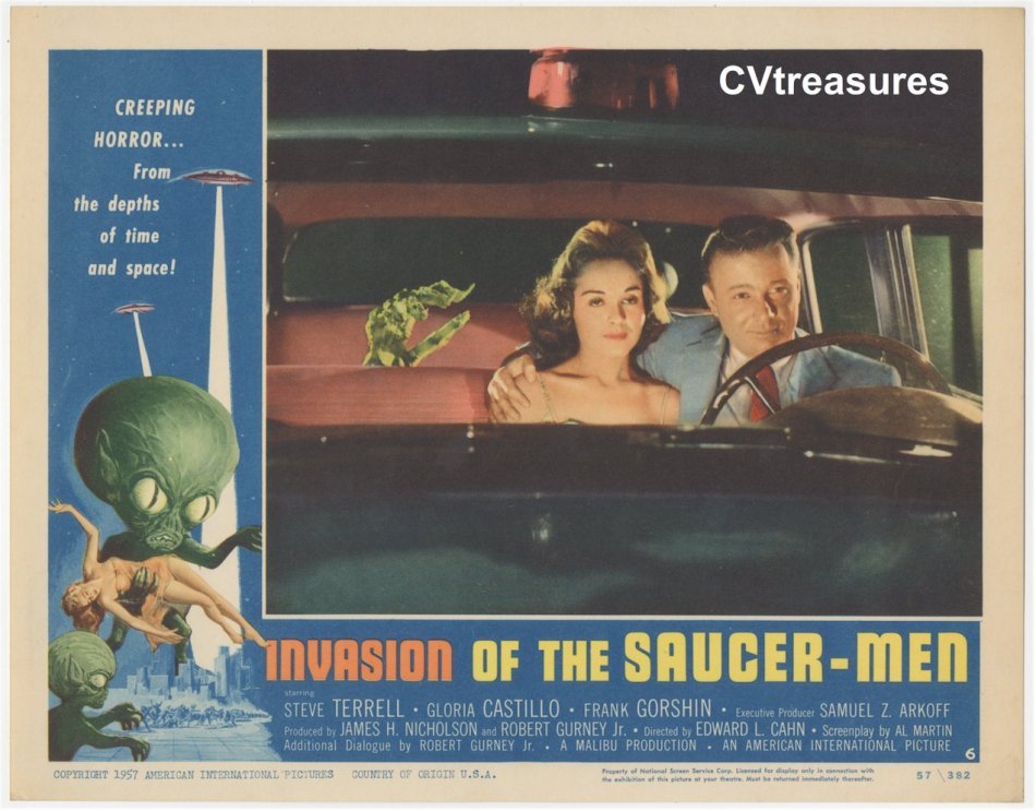 Invasion of the Saucer-Men Original Authentic Vintage Horror Sci Fi Movie Theater Poster Lobby Card 1957  6