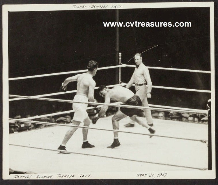 Jack Dempsey vs Gene Tunney Vintage Photo 1927 Jack ducks