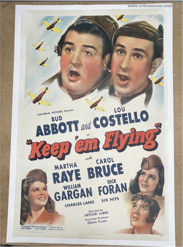 Keep 'Em Flying Original Authentic Vintage Movie Theater Poster One Sheet Abbott Costello 194