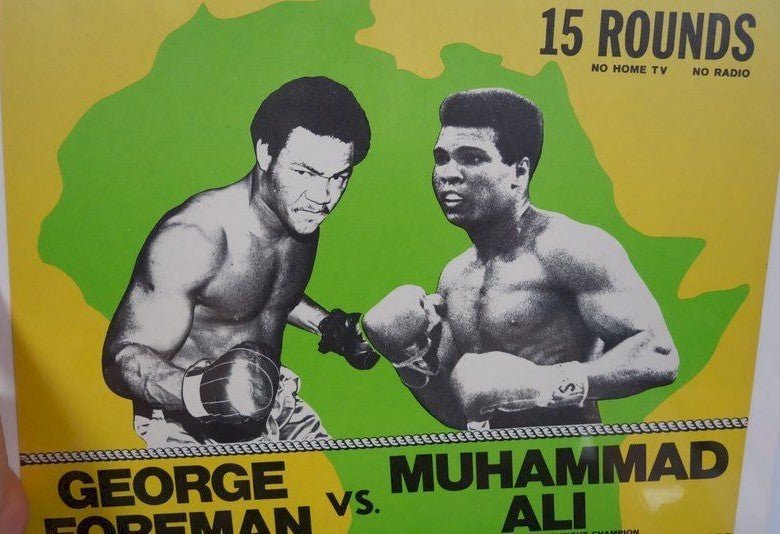 Muhammad Ali Foreman Rare Fight Boxing Poster 1974 telecast Ohio