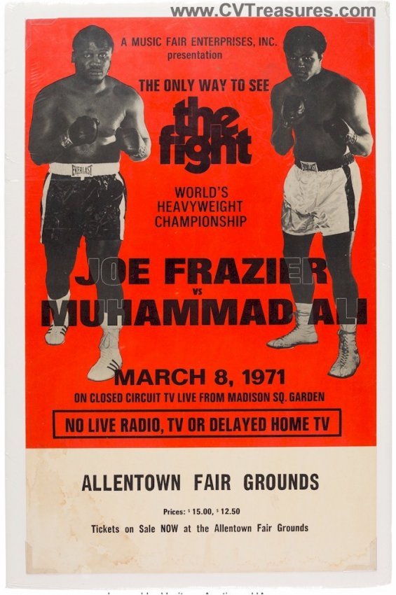 Muhammad Ali vs Joe Frazier Boxing Fight Poster Red style RARE