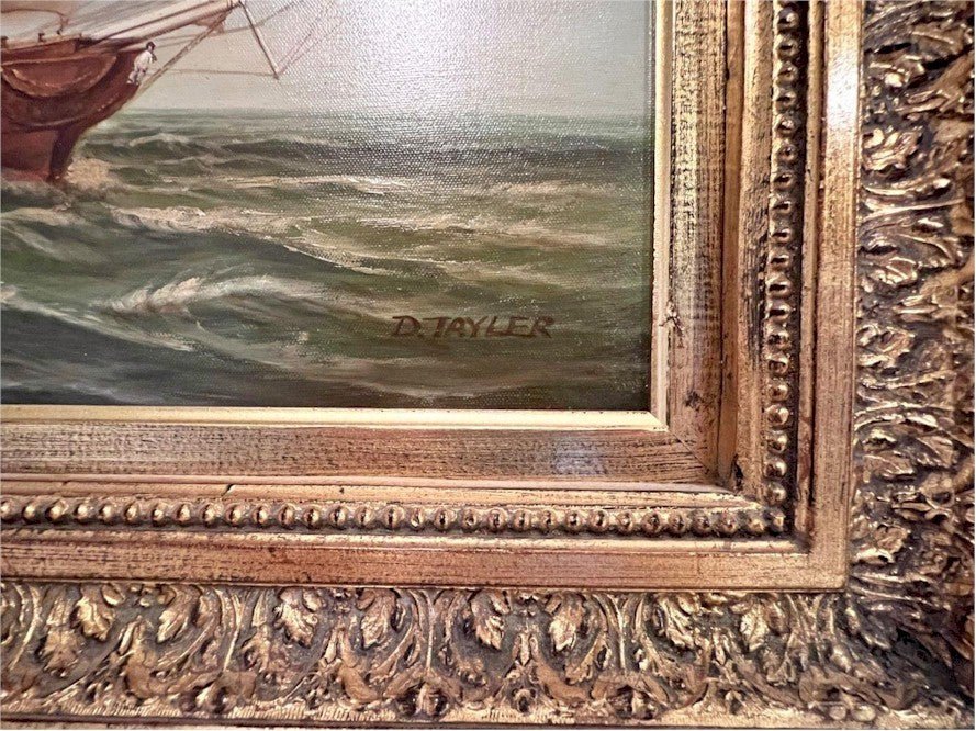 Nautical Marine Seascape Oil Painting on Canvas Colonial Clipper