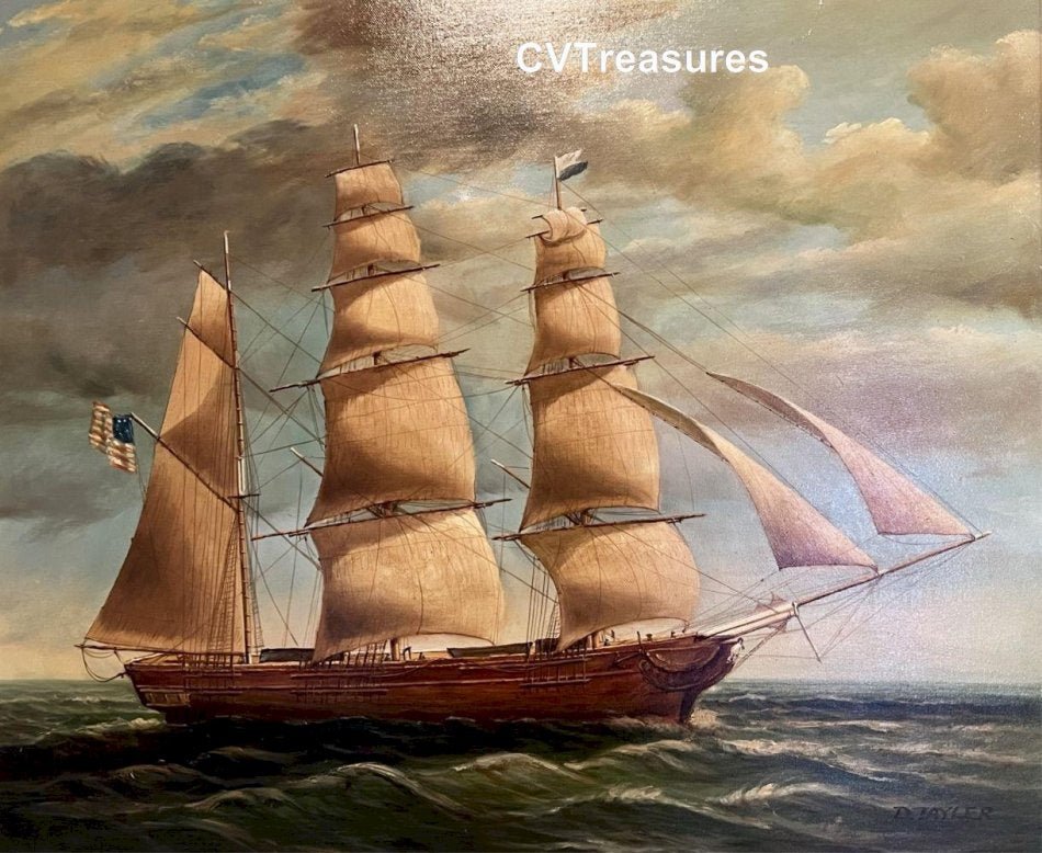 Nautical Marine Seascape Oil Painting on Canvas Colonial Clipper