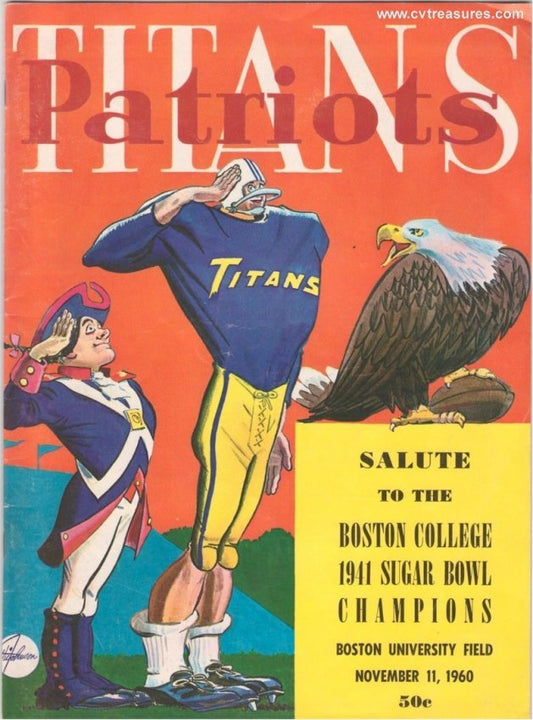 New England Patriots v Titans 1960 Vintage Football Game Program