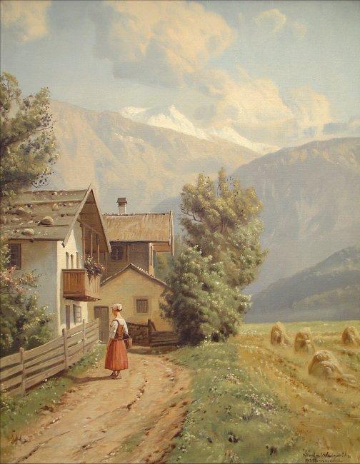 Niels Walseth "Norwegian Landscape" Oil on Canvas Late 20th C.