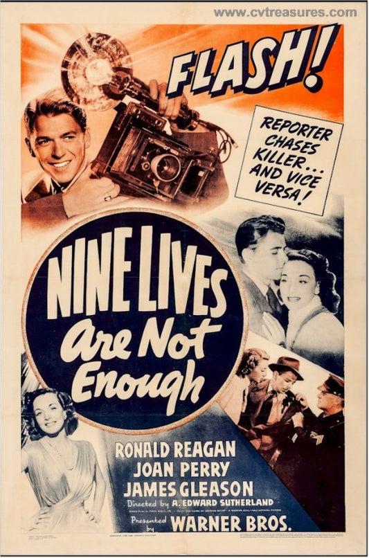 Nine Lives Are Not Enough Vintage Movie Poster Ronald Reagan