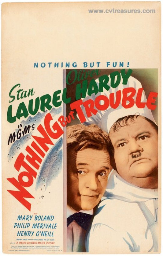 Nothing but Trouble Window Card Movie Poster Laurel & Hardy