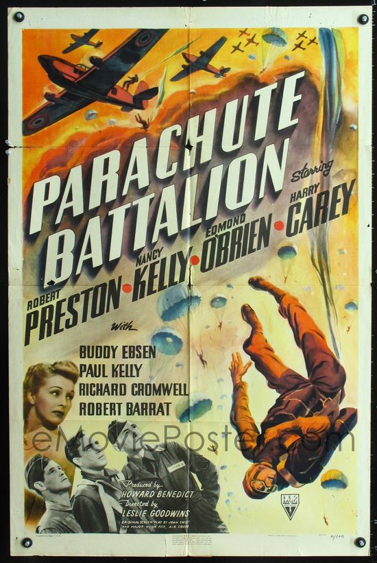 Parachute Battalion, WWII vintage movie poster one sheet, 1941