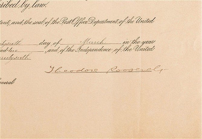 Theodore Roosevelt Signed Autographed Presidential Appointment