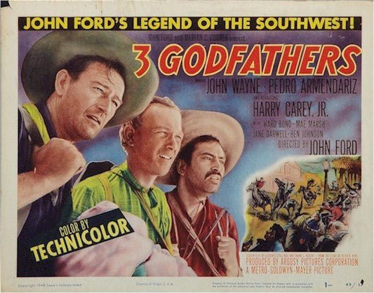 Three Godfathers, John Wayne Title Card vintage movie poster