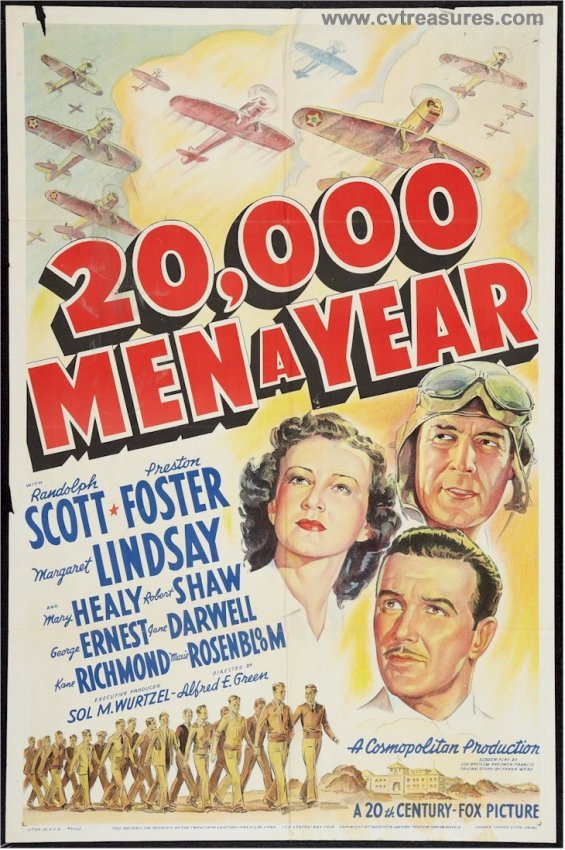 Twenty Thousand Men a Year, WWII vintage movie poster, 1939