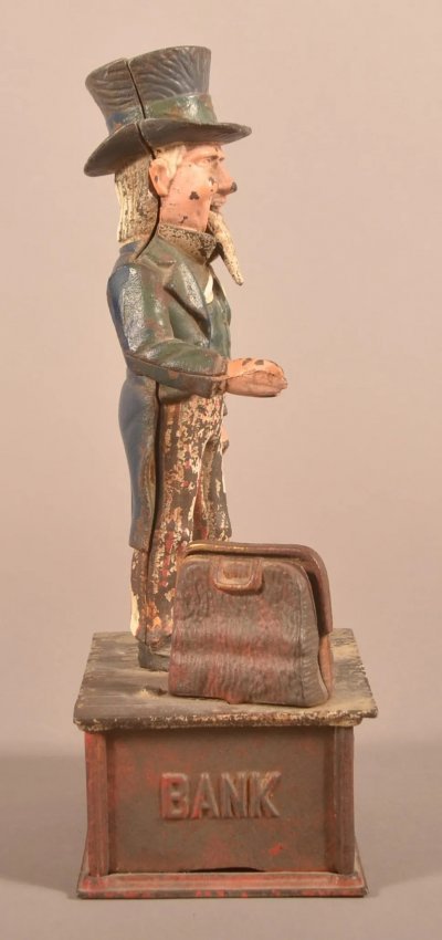 Uncle Sam Cast Iron Antique Mechanical Toy Bank Shepard Hardware