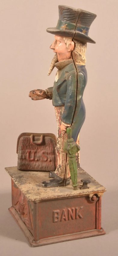 Uncle Sam Cast Iron Antique Mechanical Toy Bank Shepard Hardware