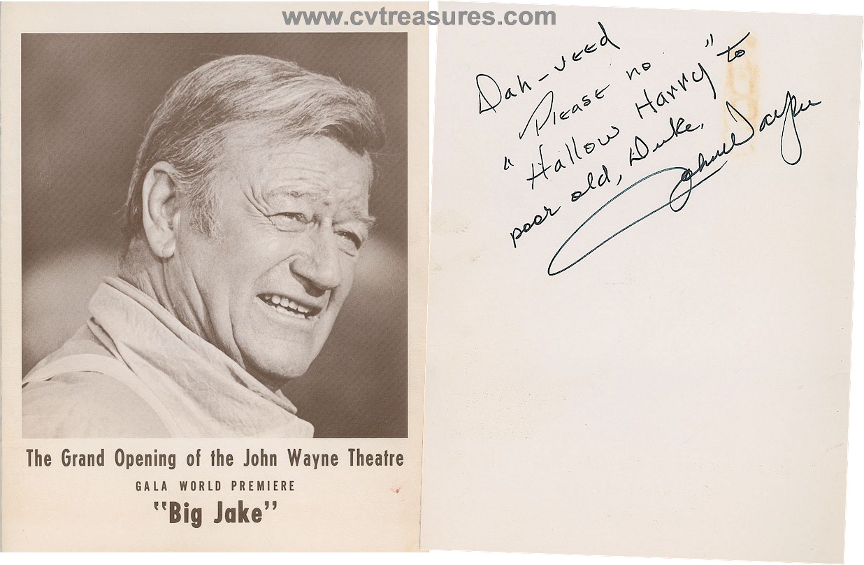 John Wayne Authentically Signed Autographed Program, 1971 John Wayne